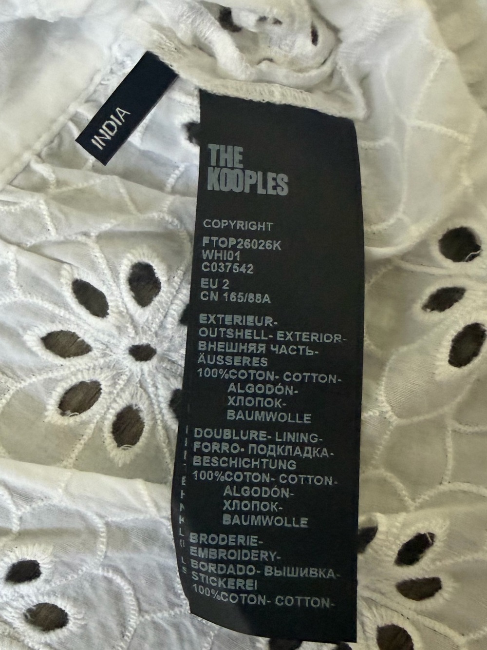 The Kooples White Floral Eyelet Embroidered Babydoll Peplum Top Size FR 2 US M - Picture 8 of 9